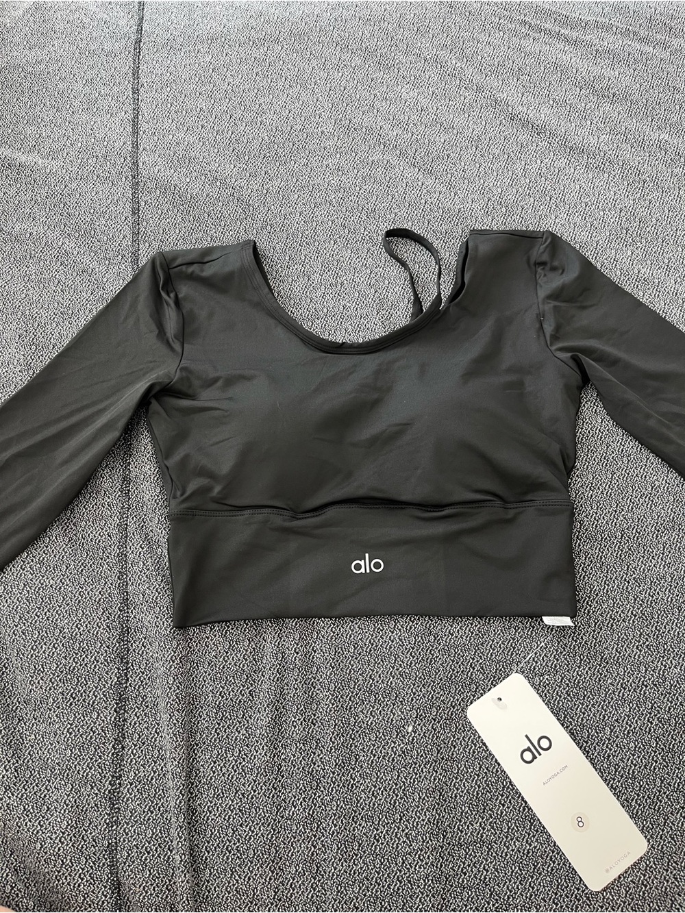 ALO Yoga Black Long Sleeve Scoop-Back Crop Top